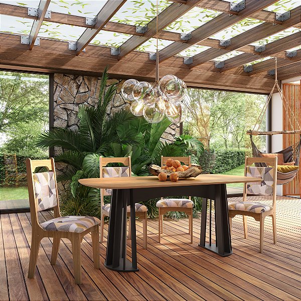 MESA DE JANTAR RETANGULAR 6 LUGARES NATURE