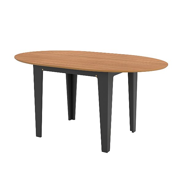 MESA OVAL EXTENSIVEL 122CM/159CM - FREIJO/PRETO FOSCO