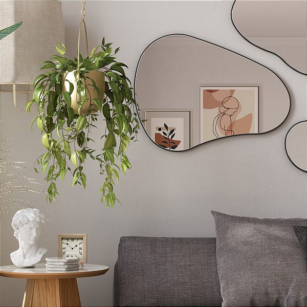 PAINEL DECORATIVO ORGÂNICO 80CM PRETO FOSCO/ ESPELHO