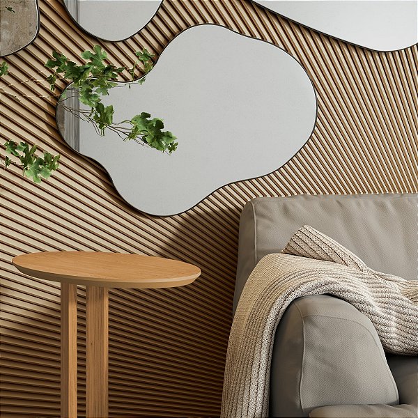 PAINEL DECORATIVO ORGANICO 89CM PRETO FOSCO/ ESPELHO