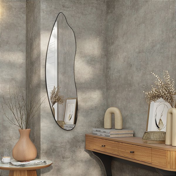 PAINEL DECORATIVO ORGANICO 120CM PRETO FOSCO/ ESPELHO