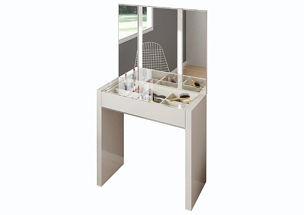 PENTEADEIRA RETA + LED - OFF WHITE/ESPELHO