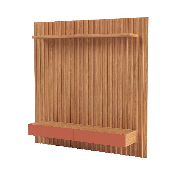 Painel suspenso ripado c/ 2 gavetas - diversos tamanhos - freijó/off white - dalla costa