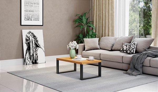 Mesa de canto industrial - freijó/preto fosco ou off white/freijó - pradel