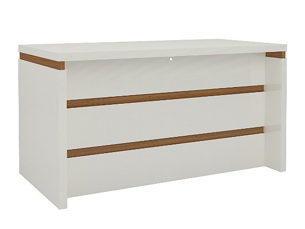 Mesa de escritório tamburato 135cm c/ negativo - off white/freijó - dalla costa