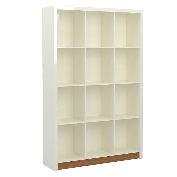 Armário escritório 120cm c/ nichos – off white/freijó - dalla costa