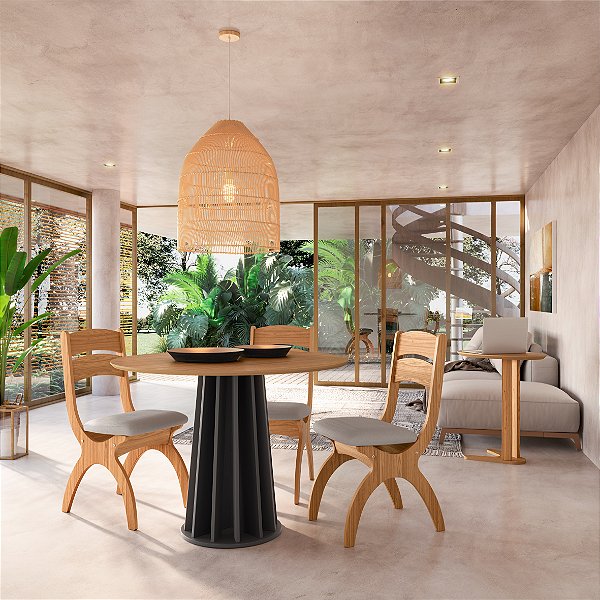 Mesa de jantar com pés ripados – freijó/preto ou off white/freijó - dalla costa