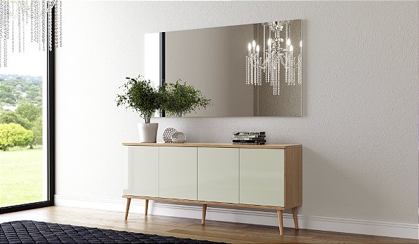 Balcão 180cm c/ 4 portas e 1 gaveta inteira - freijó/off white - Dalla Costa