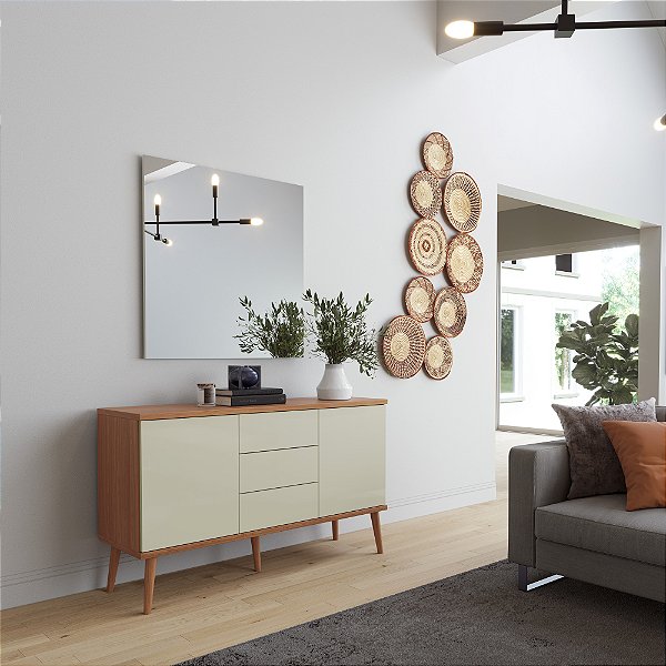 Painel Decorativo espelhado quadrado 90cm – off white - dalla costa