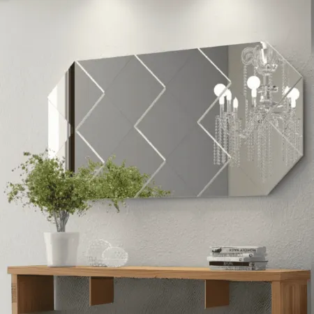 Painel Decorativo octagonal (espelhado) montado – off white - dalla costa
