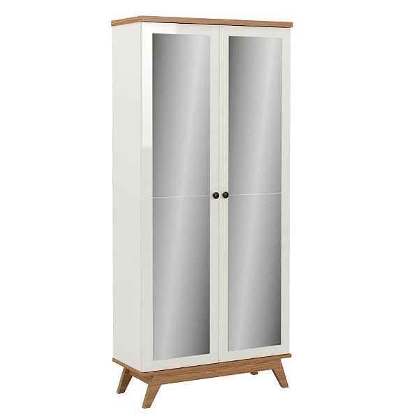 Sapateira retrô c/ 5 prateleiras e espelho – off white/ freijó - dalla costa