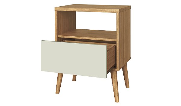 Mesa cabeceira c/ 1 gaveta – freijó/off white - dalla costa