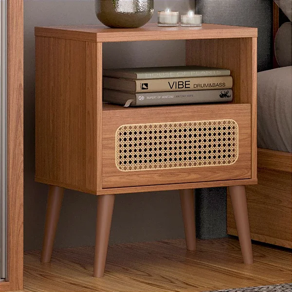 Mesa cabeceira tela sintética c/ 1 gaveta – freijó - dalla costa