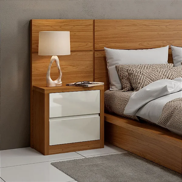 Criado Mudo 2 gavetas – freijó/ off white ou somente off white - dalla costa