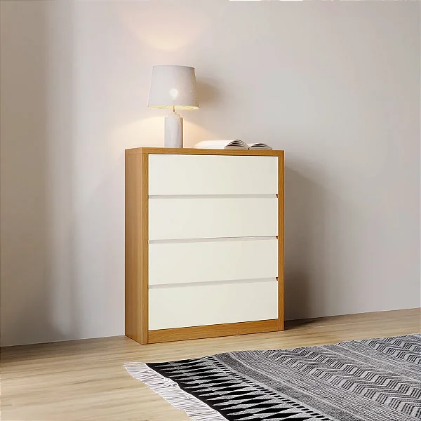 Cômoda 90cm 4 gavetas – freijó/ off white - dalla costa