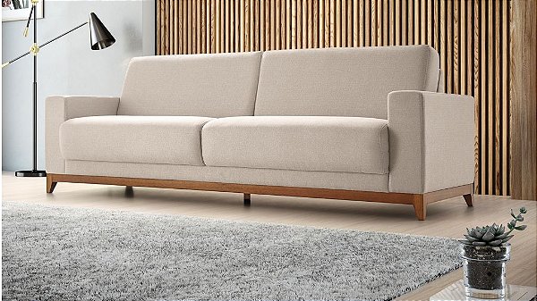 Estofado Sofá MH-4168 - herval - 2 lugares com 2 braços e pé de madeira - tecido C1