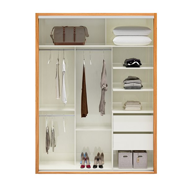 Roupeiro Dalla Costa 179cm com e sem espelho - detalhe 3D quadriculado