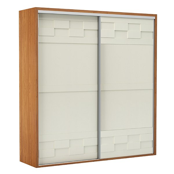 roupeiro dalla costa 223cm - detalhe 3D quadriculado com e sem espelho