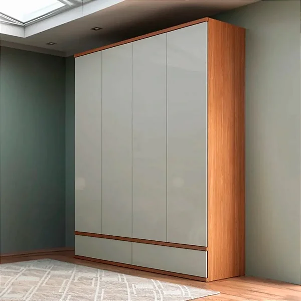 roupeiro 180cm 4 portas de giro com click e 2 com click - dalla costa pradel