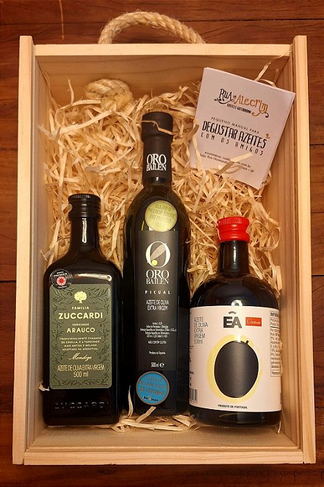 Kit Azeites do Mundo em Caixa de Madeira