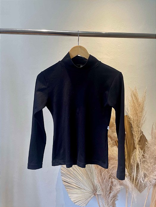 Blusa Basic Gola Alta Preta- P/M