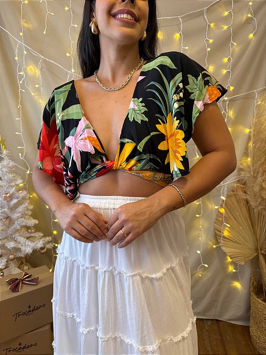 Cropped Floral Amarração - M