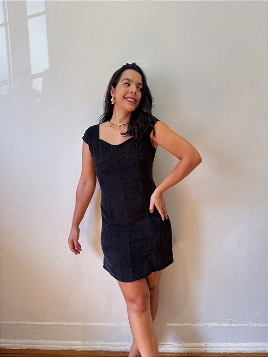 Vestido Canelado Preto - M