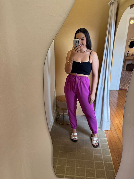 Calça Jogger Crepe Fúcsia - G