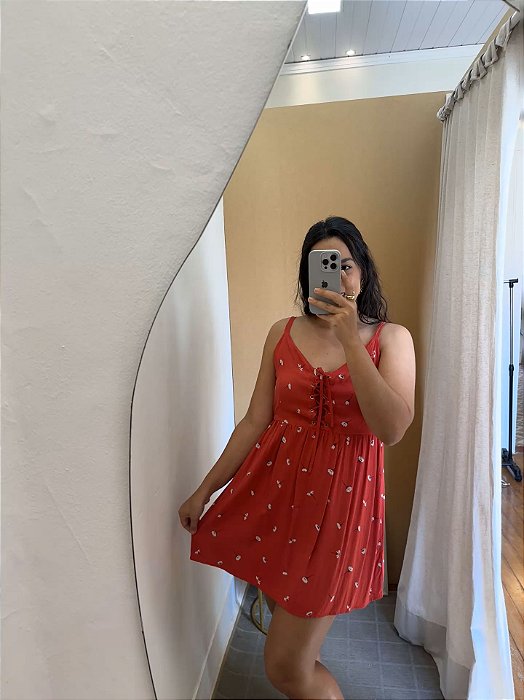 Vestido Vermelho Floral - M