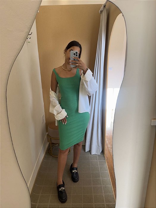 Vestido Canelado Verde - P