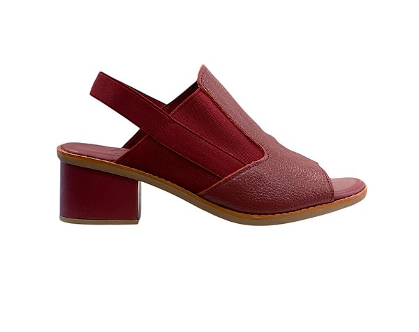 Sandália feminina salto bloco Burgundy