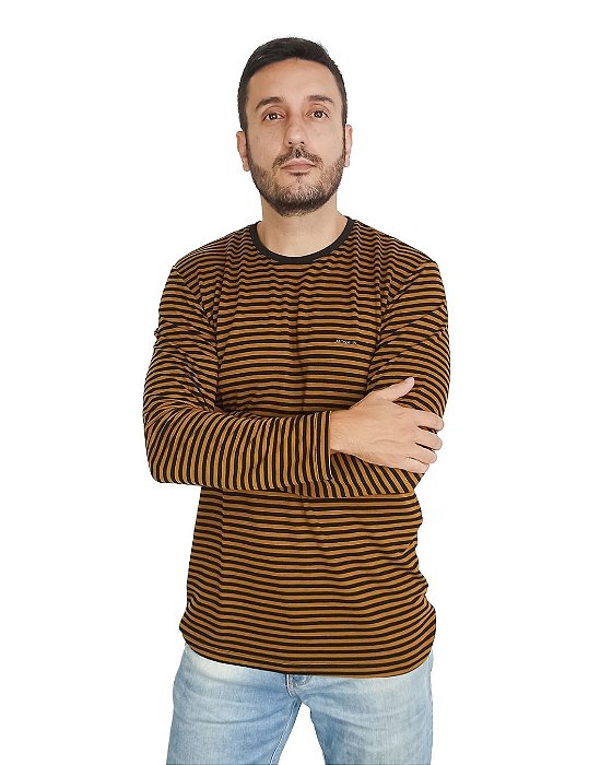 Camiseta Manga Longa Moletinho Listrado