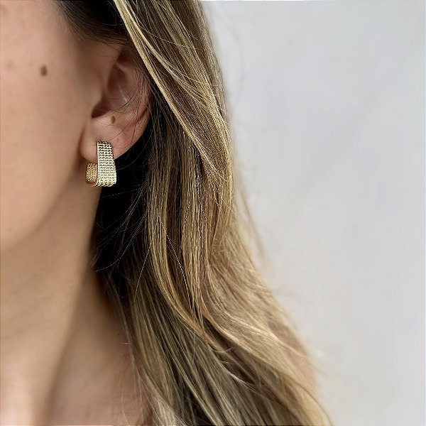 Argola Retangular Texturizada