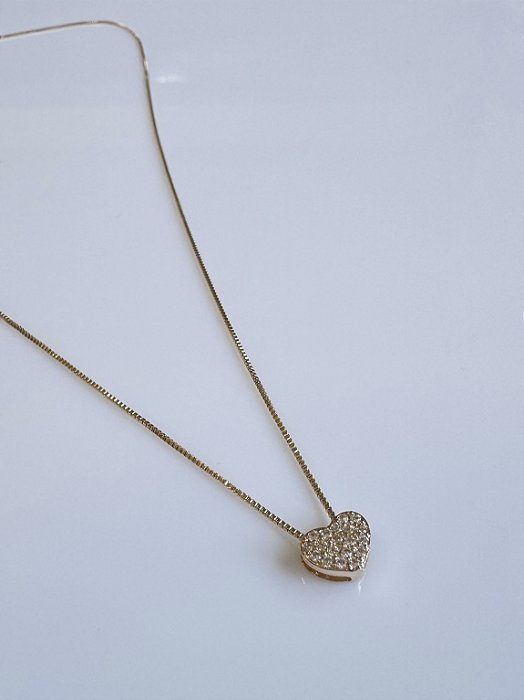 Cordão Coração Cravejado Dourado