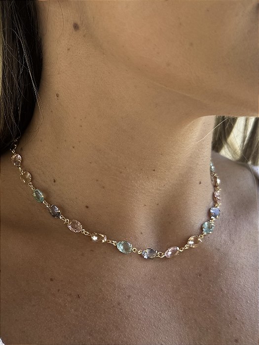 Colar Pedras Coloridas