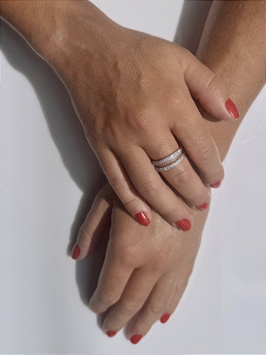 Anel Dois Fios Cravejados