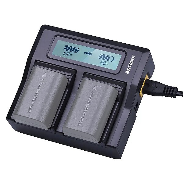 Carregador Duplo Batmax p/ Baterias LP-E6 e LP-E6N c/ LCD