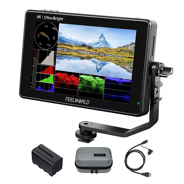 Monitor Feelworld LUT7S - 7" 4K HDMI e SDI + Bateria NP-F750 USB + Case