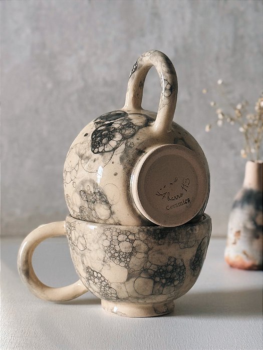 Caneca Porcelana nude Marmorizada