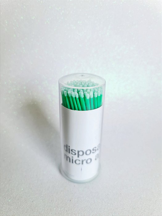 Microbrush Verde Para Cílios - Pote | 100 Unid