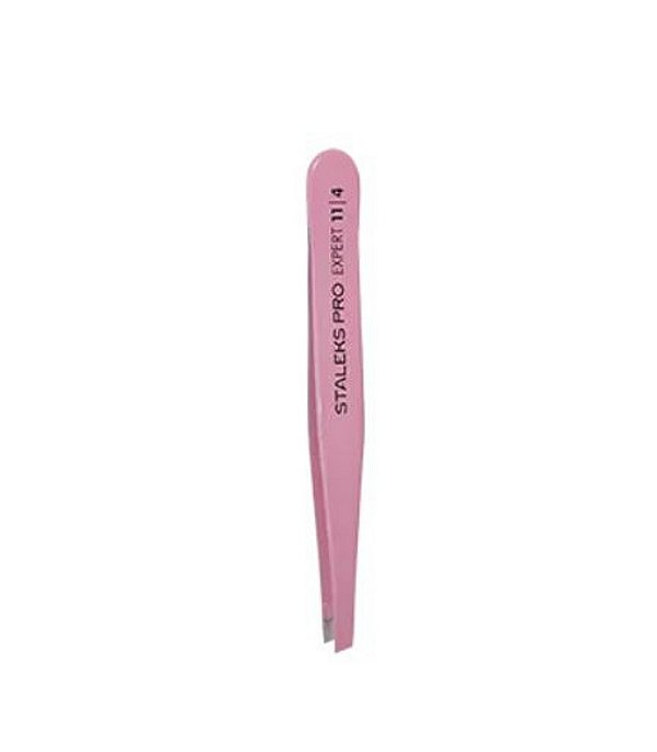 Pinça de Sobrancelha Staleks Pro 11-4 - Chanfrada - Rosa