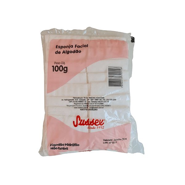 Algodão Esponja Facial 100g | Sussex