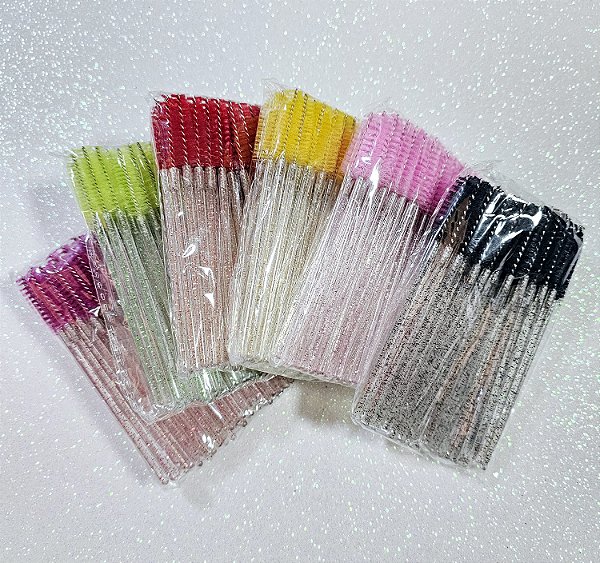 Combo 10 Pacotes de Escovinhas Descartáveis com Glitter