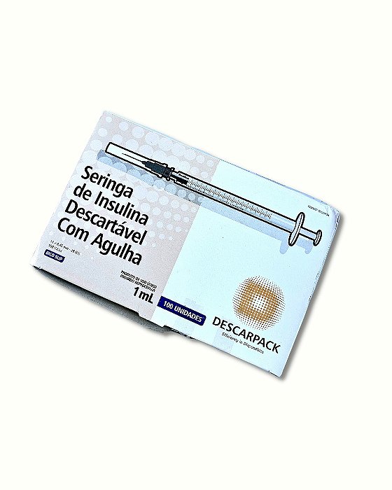 Seringa de Insulina 1ml com Agulha Fixa Descarpack - 100 Unidades