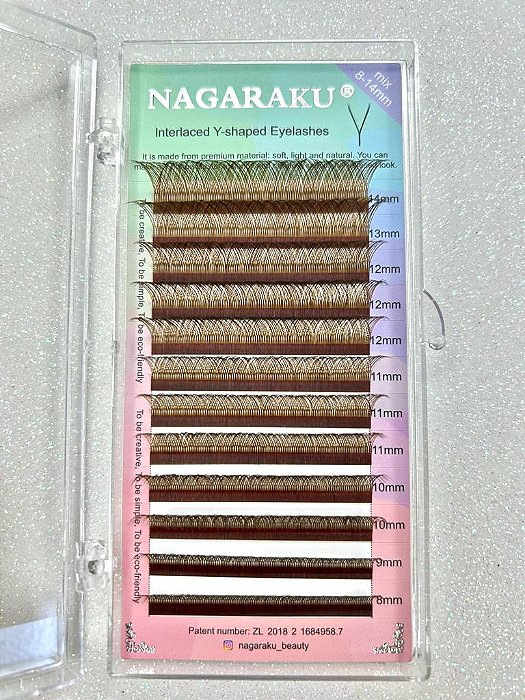 Cílios Nagaraku Y Marrom Mix 0.07D (8mm ao 14mm)