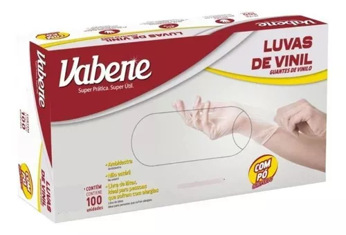 Luva de Vinil com Pó - Tamanho G c/ 100 | Vabene
