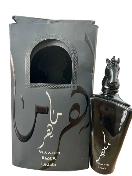 Maahir Black Edition Eau de Parfum Compartilhável - Lattafa (CAIXA AMASSADA)