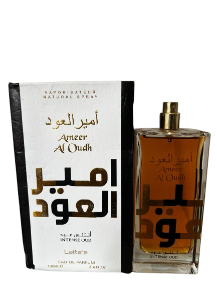 Ameer Al Oudh Intense Oud Eau De Parfum Compartilhavel - Lattafa (CAIXA AMASSADA E SEM TAMPA)