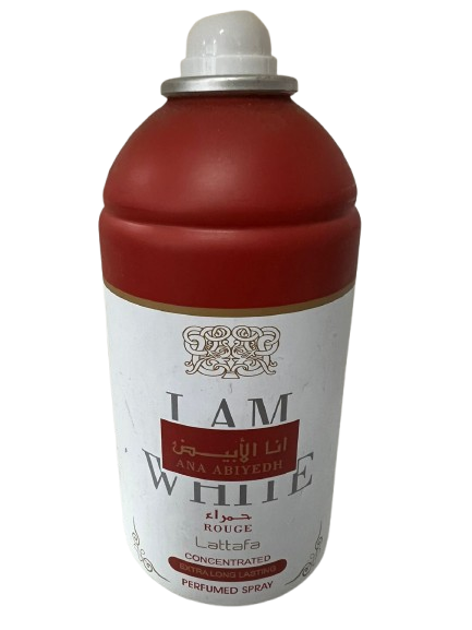 Desodorante I am White Rouge Ana Abiyedh - Lattafa (EMBALAGEM AMASSADA E SEM TAMPA)