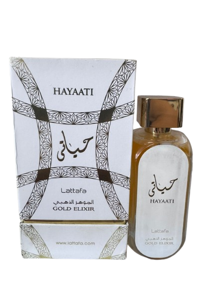 Hayaati Gold Elixir Eau de Parfum compartilhável - Lattafa (CAIXA AMASSADA)